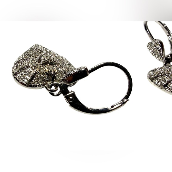 Sparkling Silver Heart Drop Earrings - Picture 5 of 9